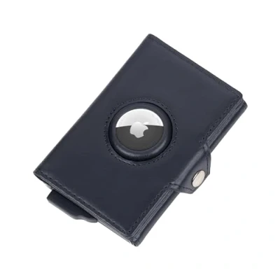 Immagine di Porta biglietti con alloggiamento per APPLE AirTag® MENS SMART WALLET scomparto carte adatto a un massimo di 7 meccanismo scorrevole chiavi + banconote pelle