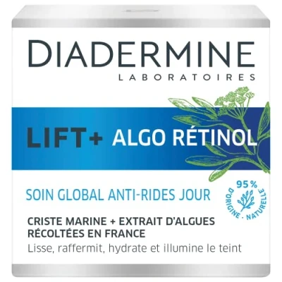 Immagine di Diadermine Lift+ Algo Retinol Crema da giorno antirughe Cristo marino ed estratto di alghe Idrata e illumina la carnagione Cura del viso anti invecchiamento Vasetto 50 ml