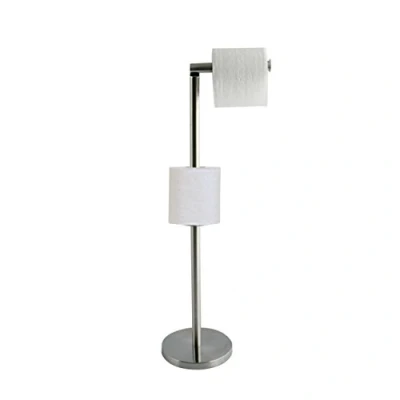 Immagine di MSV Porta rotolo di carta igienica, in piedi, 15 x 60 cm, effetto acciaio inox, colore: argento