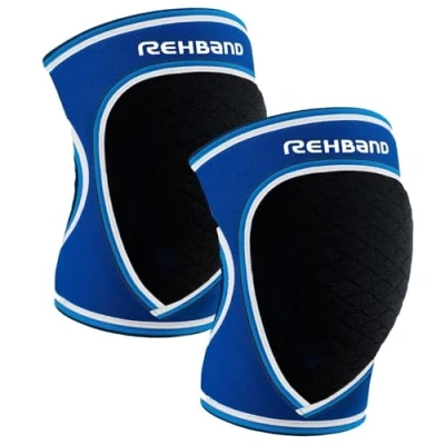 Immagine di Rehband ginocchiere 1 pezzo o Paio, per pallamano e pallavolo comode aderenti, proteggono il ginocchio in caso di impatto, Colore:Blu Misura:M