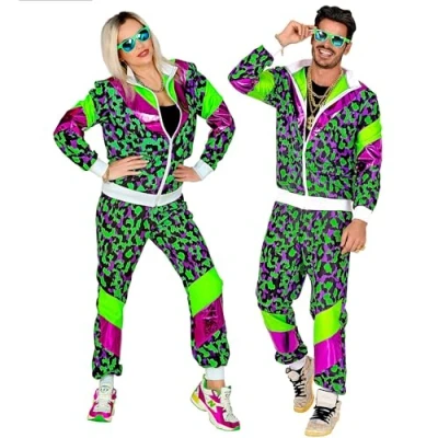 Immagine di Widmann 11004 Costume Anni &#039;80 da Allenamento Party, Giacca e Pantaloni, Comodo Indossare, Stampa Animale, Tuta Jogging, Stile retrò, per Feste in Bagno, Carnevale, Multicolore, XL Unisex