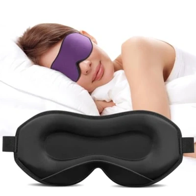 Immagine di Umisleep 2023, maschera per dormire sul fianco, 3D, uomini, donne, gli occhi morbida e traspirante, 100% con blocco della luce, cinturino regolabile i viaggi