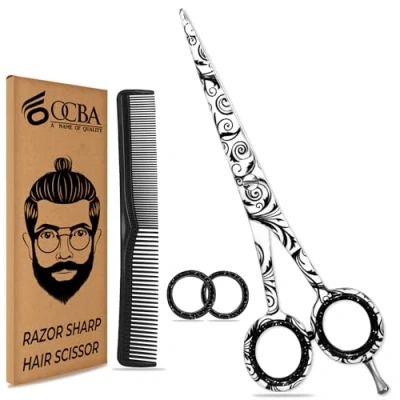 Immagine di OCBA Forbici Parrucchiere Professionali 6 pollici capelli Acciaio Inossidabile per Taglio di adatto Uomini e Donne (6 bianco)