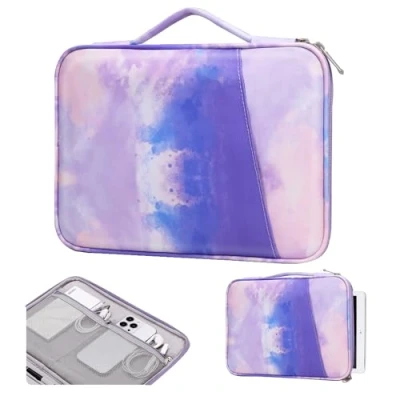 Immagine di TiMOVO 9 11&quot; Custodia per Tablet iPad 10 Gen. 10.9&quot;, 9/8/7 10.2&quot;, Air 11/Air 5/4 Galaxy Tab A9+/A9 Plus 11&quot;, Borsa Protettiva con Tasche, Viola di Acquerello