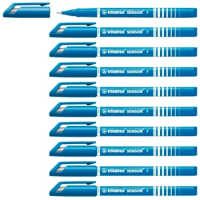 Immagine di STABILO, Penne, Fineliner con punta a molla SENSOR F fine confezione da 10 turchese (Turchese, 10 x)