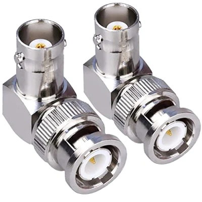 Immagine di TUOLNK 2 Pack BNC Maschio a Femmina Adattatore gomito coassiale RF da 90 gradi per telecamere di sicurezza/Cavo prolunga Connettore ad angolo retto