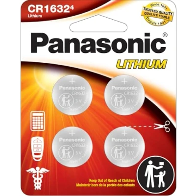 Immagine di Panasonic CR1632 batterie a bottone al litio lunga durata, 3,0 V, resistenti ai bambini, confezione da 4