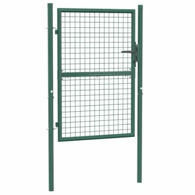 Immagine di vidaXL Cancello per Recinzione Robusto Durevole Privacy con 2 Pali Serratura e Chiavi Ingresso Pedonale in Acciaio 100x125 cm Verde