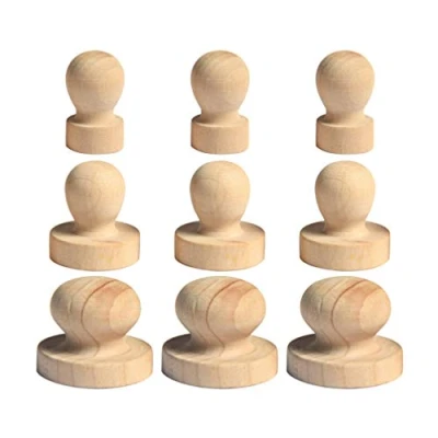 Immagine di Exceart Set di 5 timbri in legno, rotondi, diametro 3 cm, 8 cm