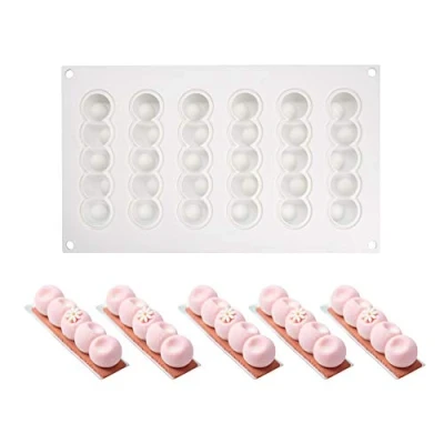 Immagine di XiaoShenLu Stampo in Silicone a Ciambella per Bigné,Pudding e Cubi di Ghiaccio, Muffa da Forno, 6 Fori Forma Striscia Lunga Palla, Bianco