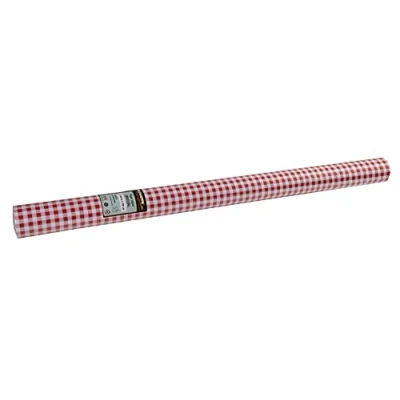 Immagine di Pro Nappe Cod. 802070I Tovaglia monouso in carta goffrata rivestita con protezione per non rovinarsi, tinta inchiostro conforme al contatto alimentare Rotolo 1,20 x 20 Mt Rosso Vichy