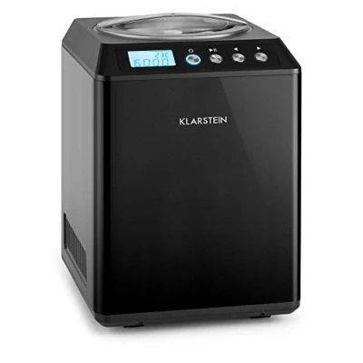 Immagine di Klarstein Vanilla Sky Macchina per Gelato, Funzione di Raffreddamento, Timer, 30 40 min, Display LED, Facile da Pulire, Acciaio Inox, Cucchiaio, 250 Watt, Capacità: 2,5 Litri, Nero