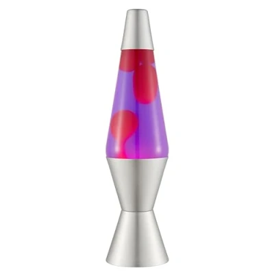 Immagine di LAVA® lampada Lava 2121, cera rosa, liquido viola, base e cappuccio argento, di movimento originale marca da 14,5 pollici