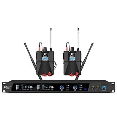 Immagine di D Debra Audio PRO ER 202 UHF Sistema di monitoraggio wireless a canale, con trasmettitore e ricevitore per palco, studio registrazione, (2 bodypack trasmettitore)