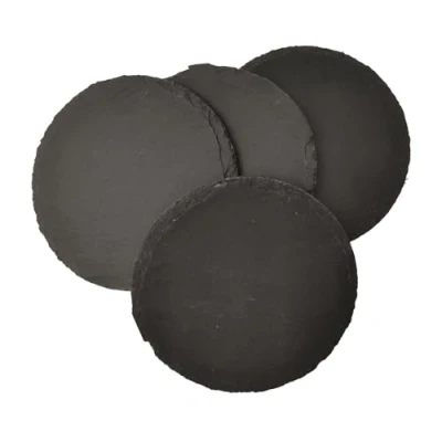 Immagine di Bellissimo set di 4 sottobicchieri in ardesia con piedini gomma, diametro ca. 10 cm