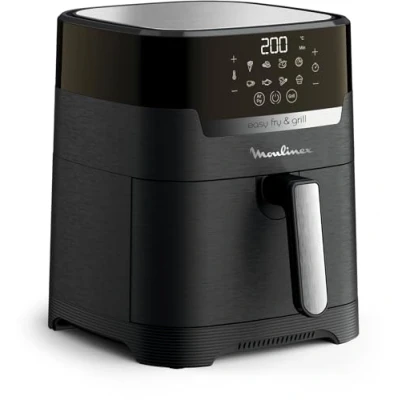 Immagine di Moulinex Easy Fry &amp; Grill, Friggitrice ad Aria 2 in 1, 4,2 Litri, Acciaio inox, senza Olio con Griglia, Display Digitale Touch, 8 Programmi, 6 Persone, Nero, EZ5058​