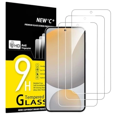 Immagine di NEW&#039;C 3 Pezzi, Vetro Temperato per Samsung Galaxy S24 FE 5G, Pellicola Prottetiva Anti Graffio, Impronte, Senza Bolle, Durezza 9H, 0,33mm Ultra Trasparente, Resistente