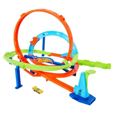 Immagine di Hot Wheels &#039;Let&#039;s Race&#039; Netflix Sifda del Ciclone, pista con loop e curve a forma di boomerang 1 macchinina inclusa, set ripiegabile trasportabile, 4+ anni, HXM94