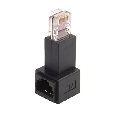 Immagine di CY Adattatore di prolunga rete Ethernet Lan ad angolo sinistro 90 gradi 8P8C FTP STP UTP Cat 5e maschio a femmina