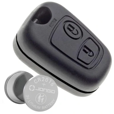 Immagine di Jongo Guscio Chiave senza Lama Compatibile con Citroën C1, C2, C3, C3 Picasso, Peugeot 107 e Toyota Aygo 1 Batteria CR2016 Custodia Plip Macchina Telecomando 2 Pulsanti