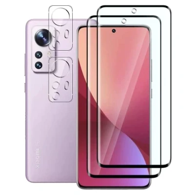 Immagine di FWang 2 Pezzi Vetro temperato compatibile con Xiaomi 12/12X,con Fotocamera Pellicola Protettiva,3D Full Coverage,Durezza 9H,Anti Graffio,Senza Bolle,HD Protettiva