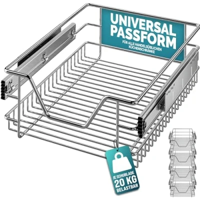 Immagine di CASARIA 3x Cestello Estraibile Sottolavello 40cm Cassetto Telescopico Guide Scorrevoli Cucina