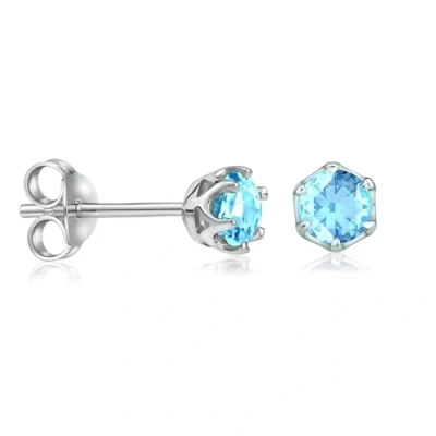 Immagine di SILVEGO Orecchini da Donna in Argento 925 con Vero Topazio Azzurro 4 mm Chiusura Farfallina, JJJ1032TS