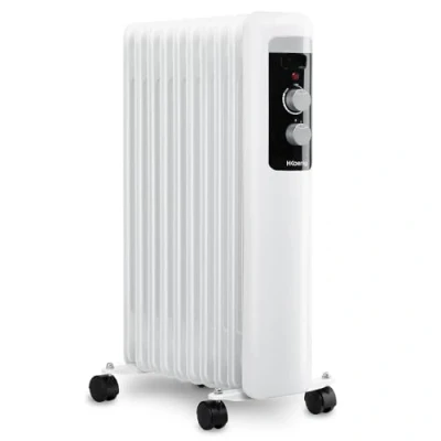 Immagine di H.Koenig WARM90, Radiatore a olio, trasportabile, 9 elementi riscaldanti, basso consumo, termostato regolabile, protezione da surriscaldamento, spegnimento automatico, 2000 W