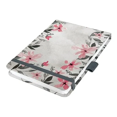 Immagine di SIGEL JN398 Jolie Taccuino, Loose Florals Grey, quadretti tratteggiati (lineatura dot), 11 x 15,8 cm, copertina rigida, 158 pagine, grigio, rosa