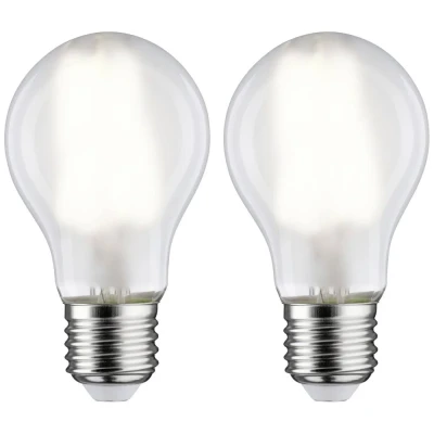 Immagine di Paulmann 28924 LED (monocolore) ERP E (A G) E27 Forma di bulbo 7 W = 60 Bianco neutro (Ø x A) mm 106 2 pz.