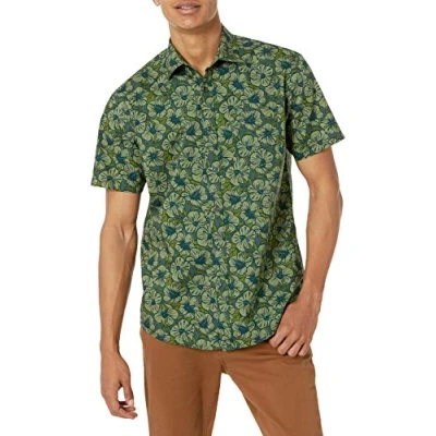 Immagine di Amazon Essentials Camicia con Stampa a Maniche Corte vestibilità Regolare Uomo, Verde Oliva Fiori, XL