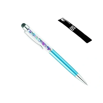 Immagine di Penna a sfera 2 in 1 di qualità con cristalli ed estremità posteriore gommata per touchscreen. ricariche incluse (AZZURRO ARCOBALENO)