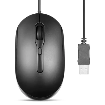 Immagine di Perixx PERIMICE 222U Mouse USB con Cavo Lungo 1,8 Metri Design Ottico 1200/1600/2000 DPI Nero
