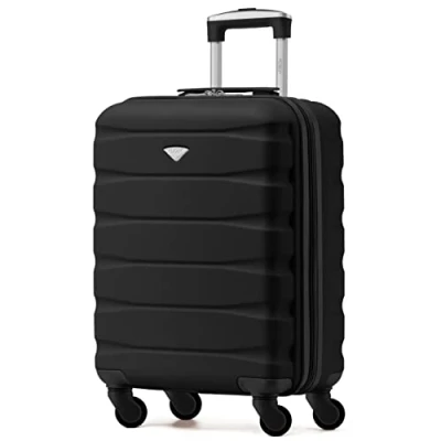 Immagine di Flight Knight Valigie Rigide in ABS Leggere a 4 ruote Bagaglio mano approvato per oltre 35 compagnie aeree come British Airways, easyJet e dimensioni massime Lufthansa 55 x 40 23 cm