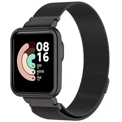 Immagine di Keecuty Cinturino per Xiaomi Mi Watch Lite/Redmi Cinturini Metallo in Acciaio Inossidabile Bracciale, Orologio ​in Maglia Intrecciata Bracciale Uomo e Donna (Nero)