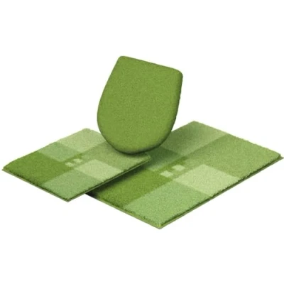 Immagine di Linea Due MERKUR Tappeto per Il Bagno, Poliacrilico Supersoft, Verde, Set di 3 coperchi, 40 x 50 + 80 cm, unità
