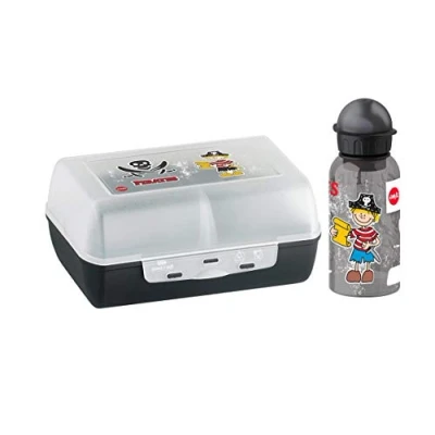 Immagine di Emsa 518136 Kids Tritan/Variabolo Confezione Regalo con Botella e Clipbox, Decorazione Pirate, Set 2 Pezzi, Multicolore, 28 x 18 cm
