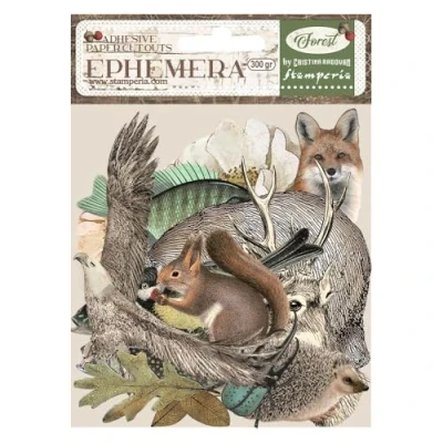 Immagine di Stamperia Ephemera per scrapbooking, albums, card making, bullet journalling and more adhesive paper, easy to apply, Perfect for hobby, artigianato, gifting (foresta) (46 pezzi)