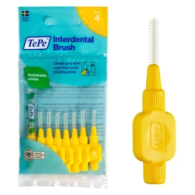 Immagine di TePe Scovolini interdentali Originali / Spazzolini di alta qualità con cappuccio, misura ISO 4 (filo 0,7 mm), giallo, 8 pz x confezione