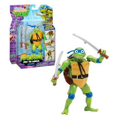 Immagine di Giochi Preziosi Leonardo Tartarughe Ninja Caos Mutante, In Versione Action Figure Trasformabile Da Tartaruga A Ninja, Personaggio Articolato E Accessorito 15 Cm, Per Bambini Dai 4 Anni