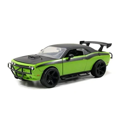 Immagine di Jada Toys Fast &amp; Furious Dodge Challenger, SRT8 off Road, Auto Giocattolo Die Cast, Porte apribili, Bagagliaio e Cofano, Scala 1:24, Verde, Colore, 253203043