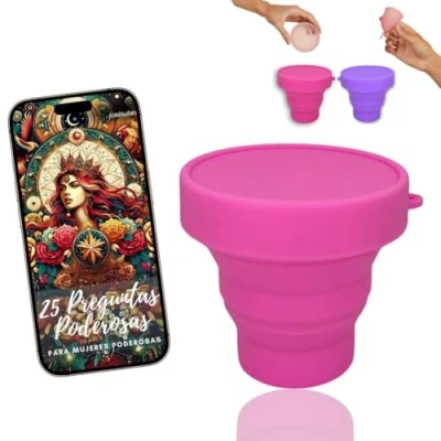 Immagine di sterilizzatore Coppa Mestruale. Bicchiere coppetta mestruale e disco mestruale, microonde silicone medico di grandi dimensioni, 200 ml, pieghevole