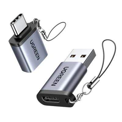 Immagine di UGREEN Adattatore da USB C A 3.0 OTG 5Gbps 2 Pack Femmina Maschio Type Compatibile con iPhone 16 Plus Pro Max MacBook iPad Air Galaxy S24
