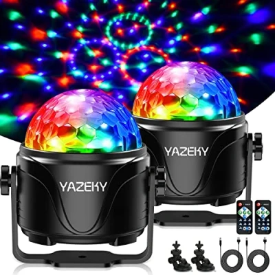 Immagine di Luci Discoteca 4m USB, YAZEKY Palla Controllo Vocale 7 Colori RGB con Rotazione a 360 Stroboscopiche per Auto, DJ, KTV, Feste, Bar, Natale