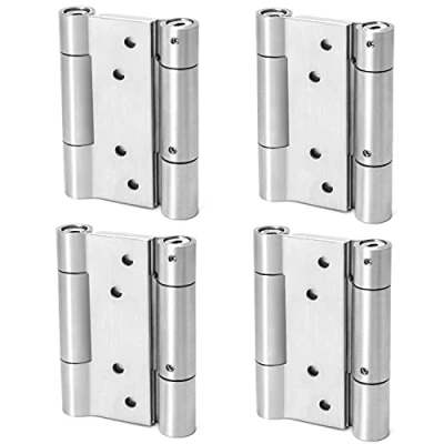 Immagine di QWORK® Cerniera in Acciaio Inox Doppia Azione per Porte a Battente Cerniere, con molla caricata molla, Anta Bancone Bar, 4 pezzi, 100mm