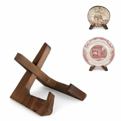 Immagine di ANBOXIT Porta Piatti, Supporti per Ciotole da Esposizione, Supporto di 3,5 Pollici, in Legno, Grandi Profonde, 12,2 x 10 9 cm (Per &lt; 6,3 Profondità)