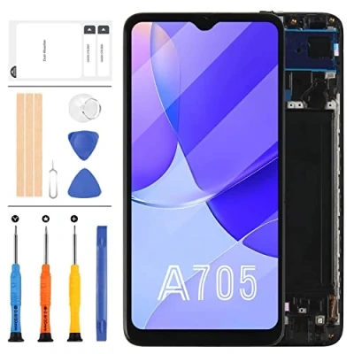 Immagine di per Samsung Galaxy A70 Schermo LCD Sostituzione A705 SM A705F A705FN A705MN/DS Display Touch Glass Assembly Digitizer Pannello Parti di Riparazione Kit con Vetro Temperato(OLED Telaio)