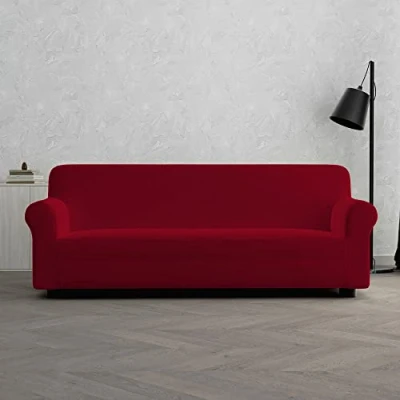 Immagine di MB HOME BASIC Copridivano Elastico Dahlia, Bordeaux, 3 Posti