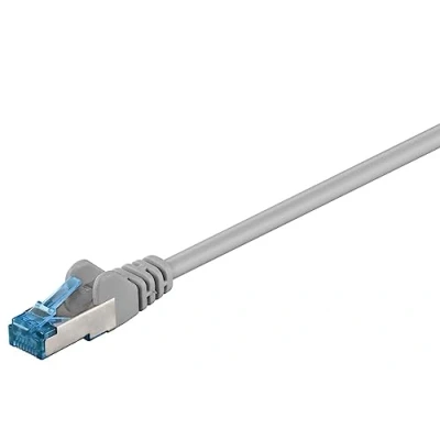 Immagine di Goobay 92684 Cavo patch CAT 6a, Ethernet, Doppia schermatura, S FTP fino a 10000 Mbits, 500 Mhz, in rame senza alogeni, Spina RJ 45, Contatti dorati, 0,5 m, Grigio