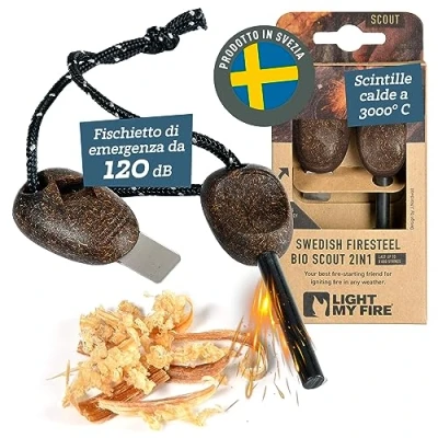 Immagine di Light My Fire Acciarino per Fuoco Pietra Focaia Kit Sopravvivenza Militare Professionale SCOUT Bushcraft Accessori Campeggio Accendi Starter 2 in 1 3000 Accensioni